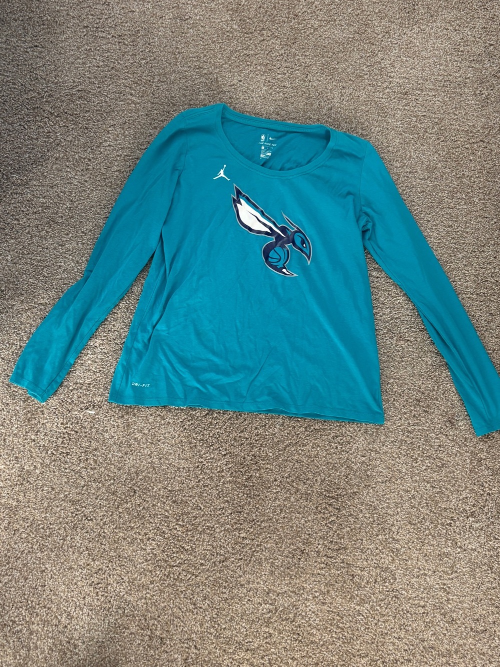 Jordan Women's Teal Long-Sleeve Top with Hornets Logo